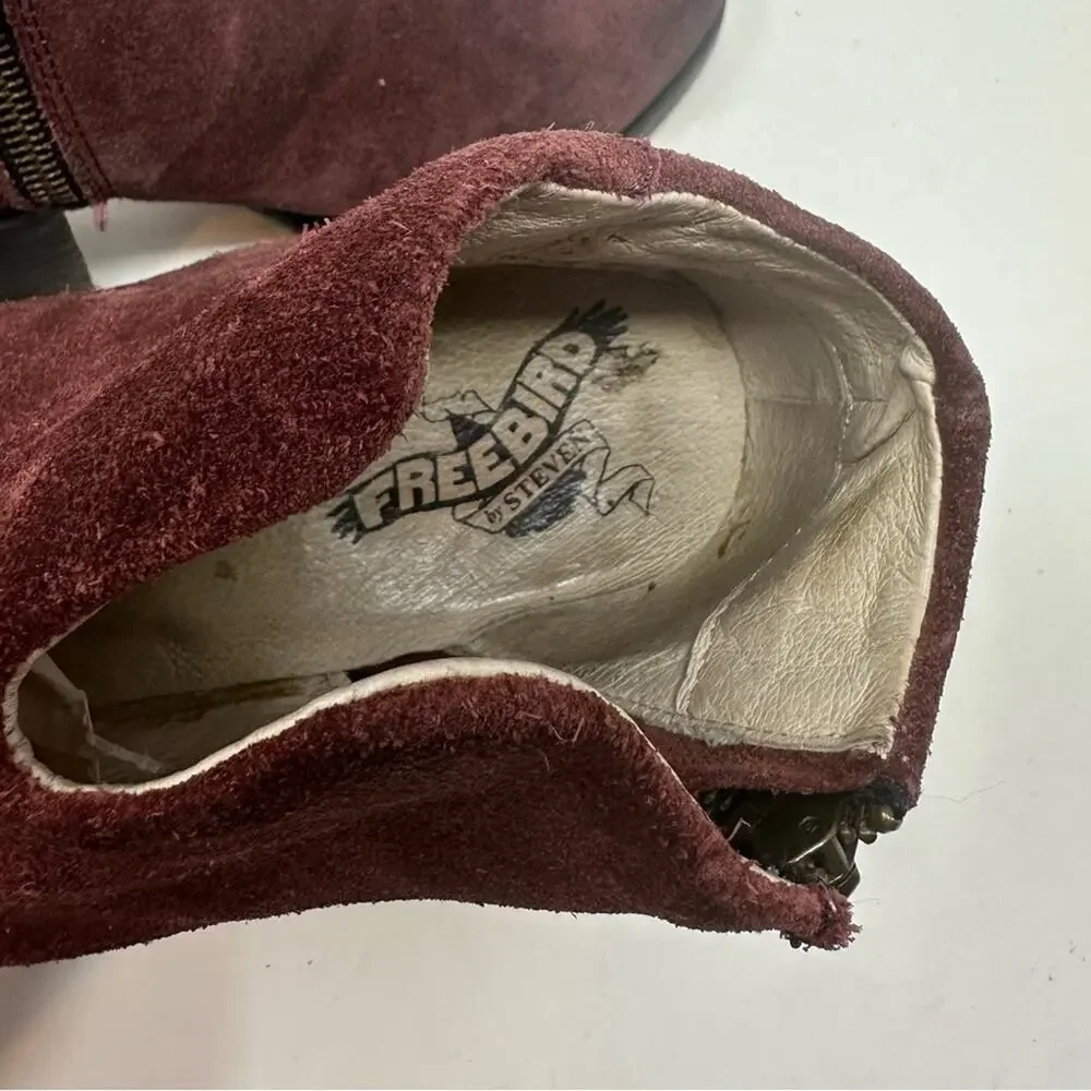 Freebird By Steven Womens Detroit Ankle Boots Booties Burgundy Leather Zip 8